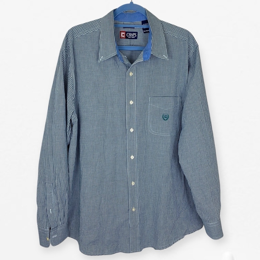 Chaps Blue Casual Button Down Shirt Relaxed Fit XL